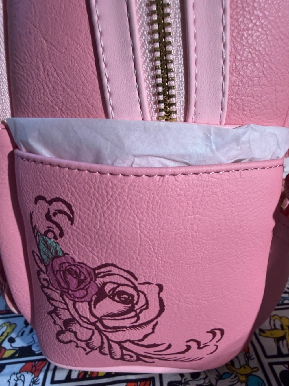Loungefly Disney Princess Beauty and the Beast Pink 3D Roses Mini Backpack 2025 - Picture 9 of 12